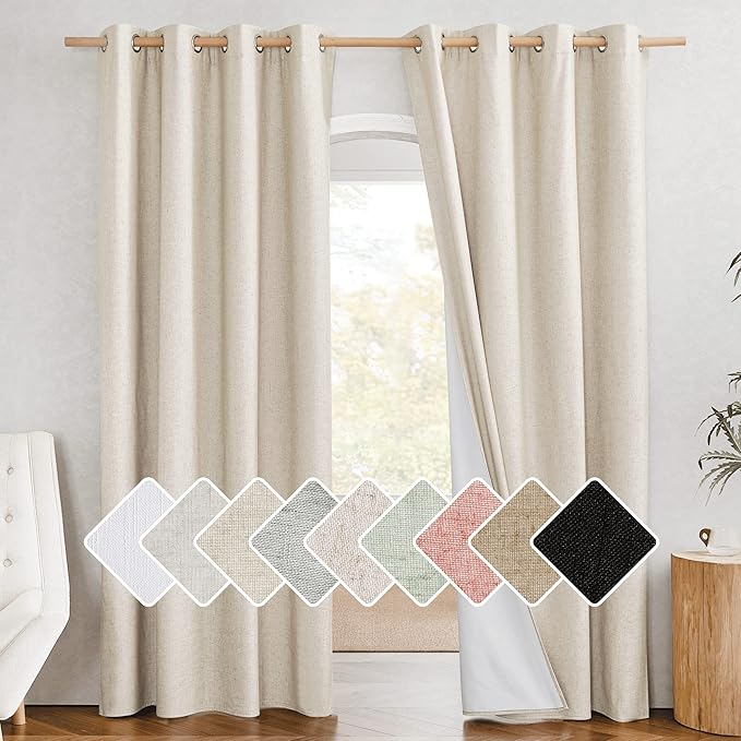 NICETOWN 100% Absolutely Blackout Linen Curtains by NICETOWN
