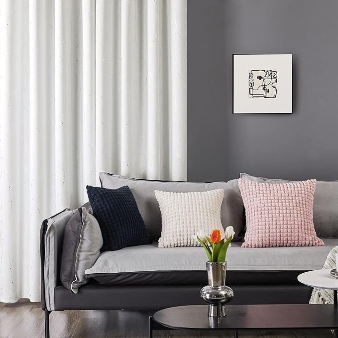 Deconovo White Curtains, Room Darkening Curtain, Thermal Insulated Noise - Image 3