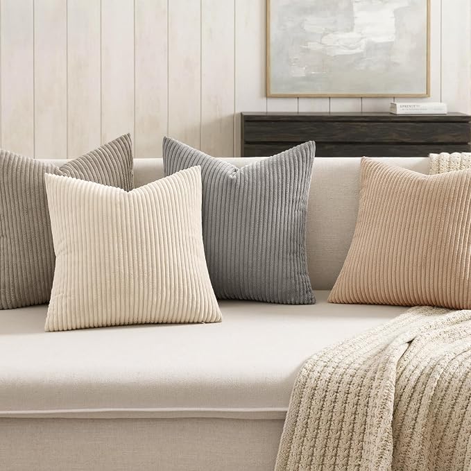 MIULEE Boho Farmhouse Neutral Cream Throw Pillow Covers 20x20 Inch Set of 4 - Image 3