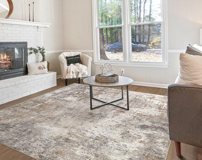 UERMEI Square Area Rugs : Washable 8x8 Neutral Modern Abstract Carpet - Image 7
