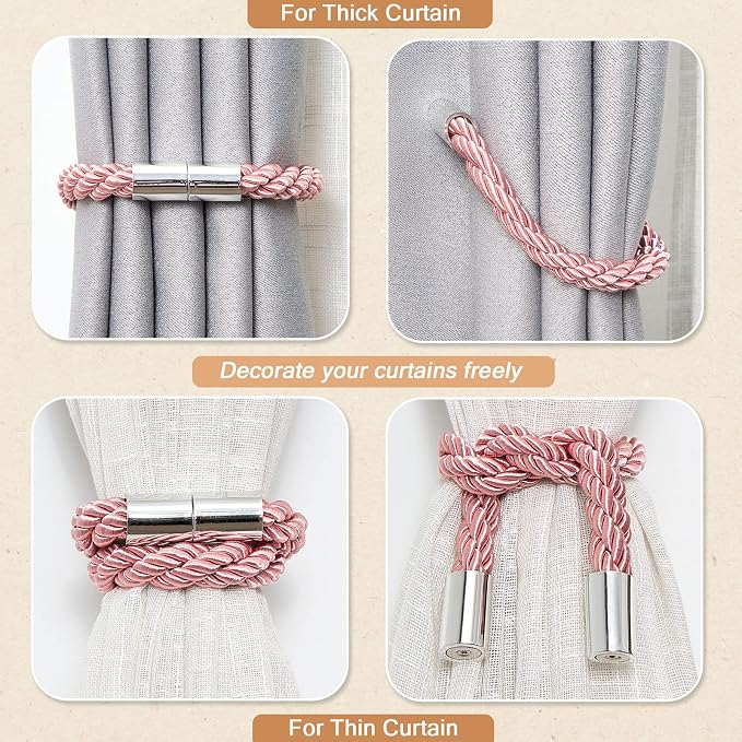 NICEEC 2 Pack Strong Magnetic Curtain Tiebacks Modern Simple Style Drape Tie - Image 6