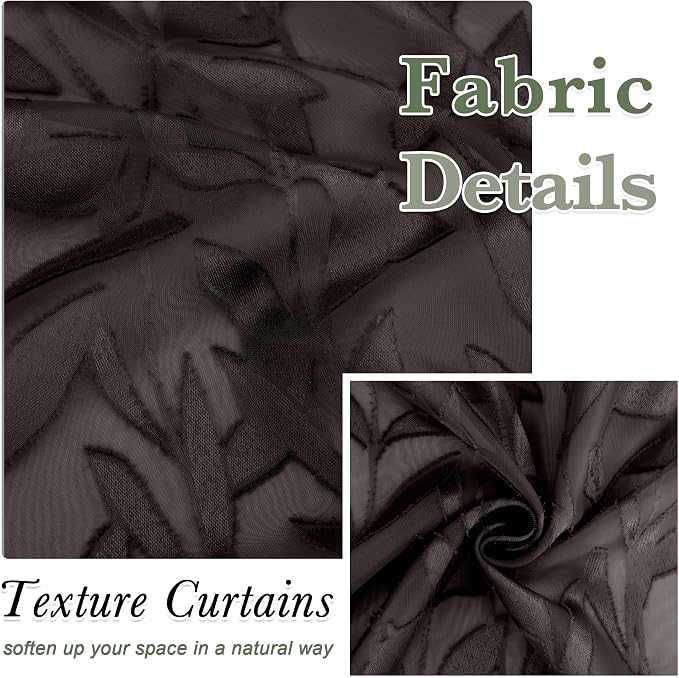 Lecloud Leia Sheer Chocolate Brown Window Curtains - Image 5