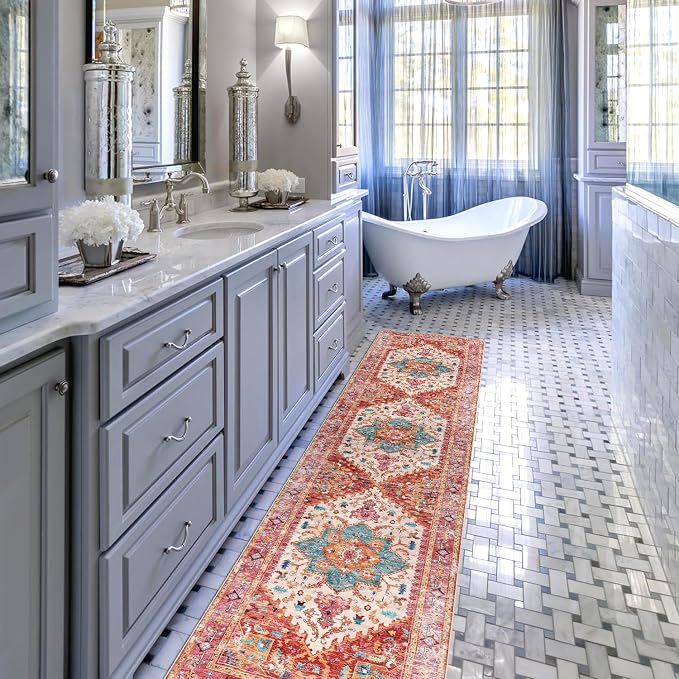 Yamaziot Washable Runner Rug, 2x8 Non-Slip Boho Vintage Hallway Rug Runner - Image 5