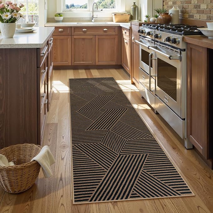 Lahome Enfys Modern Geometric Runner Rug, 2x6 Washable Rug Runners - Image 2