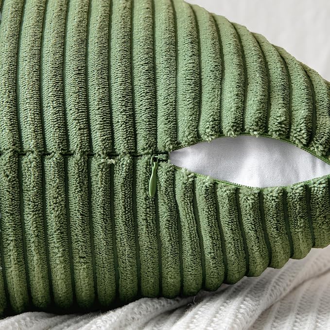 MIULEE Moss Green Decorative Euro Sham Pillow Covers 24x24 Inch - Image 3