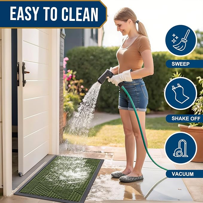 Smiry Front Door Mat Outside Entrance, Heavy Duty Sturdy Natural Rubber Doormat - Image 6