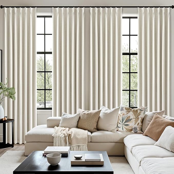 MIULEE Natural Extra Wide Pinch Pleated Blackout Curtains 60x102 Inches | - Image 7