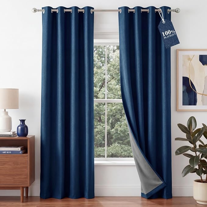 NICETOWN 100% Absolutely Blackout Linen Curtains by NICETOWN