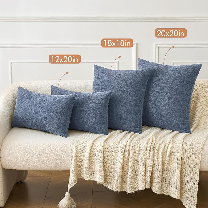MIULEE Pack of 2 Couch Throw Pillow Covers 16x16 Inch Soft Dark Grey Blue - Image 4