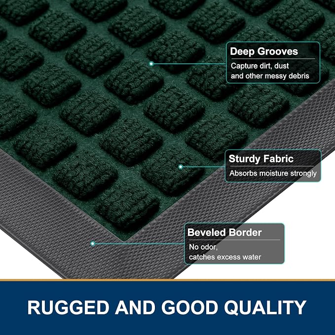 Smiry Front Door Mat Outside Entrance, Heavy Duty Natural Rubber Doormat - Image 3