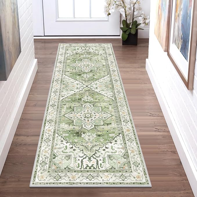 Yamaziot Washable Runner Rug, 2x6 Non-Slip Boho Vintage Hallway Rug Runner by Yamaziot
