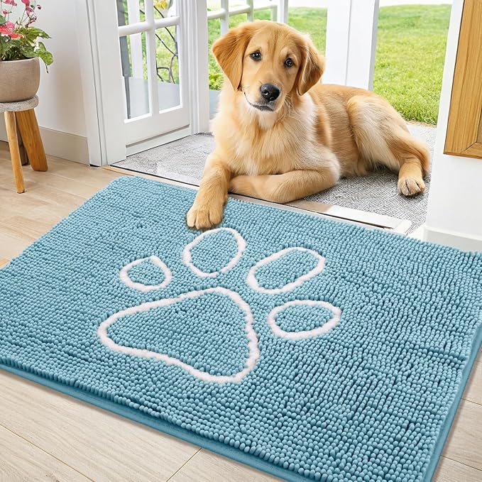 Smiry Dog Door Mat for Muddy Paws, Absorbent Dirt Trapper Non Slip Quick Dry by Smiry