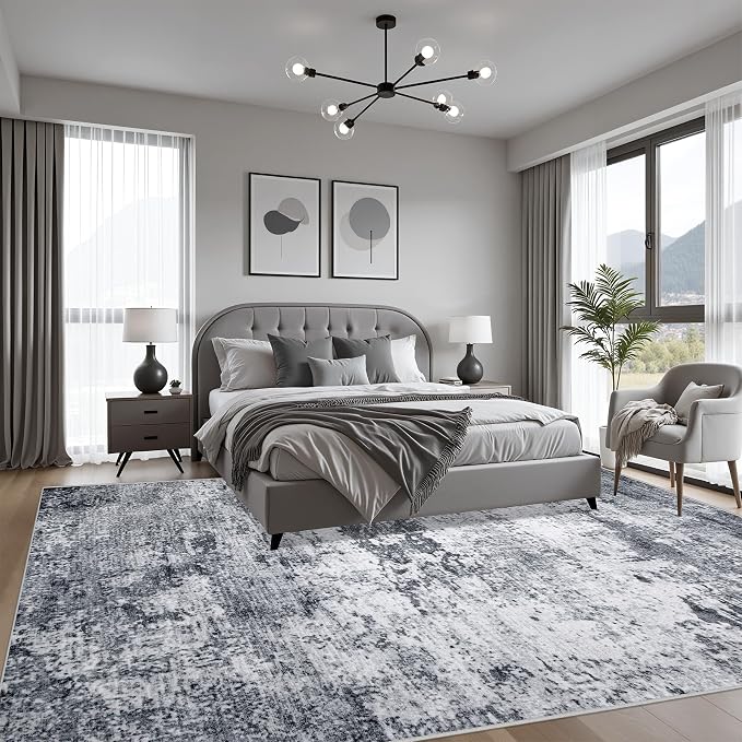 10x14 Area Rug Living Room Rug: Washable Modern Abstract Soft Thin Rug Indoor - Image 3