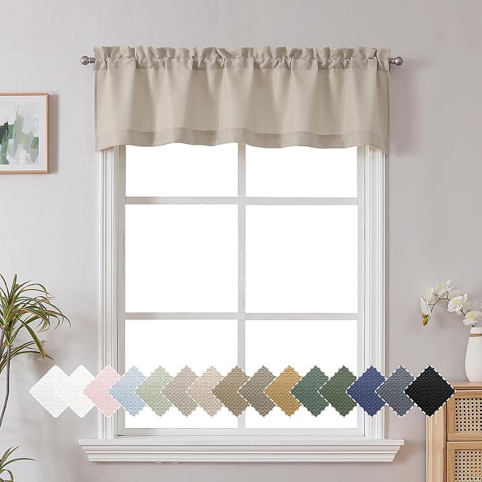 Chyhomenyc Valance for Windows, Faux Linen Slub Textured Semi Sheer Small by Chyhomenyc
