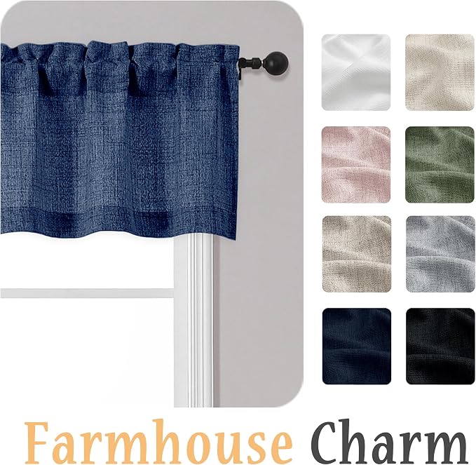 OWENIE Navy Blue Valances for Windows 1 Pcs 22 Inch Length, Light Filtering - Image 8