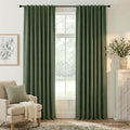 RYB HOME Olive Green 100% Blackout Linen Curtains 84 inches Long, Luxury by RYBHOME