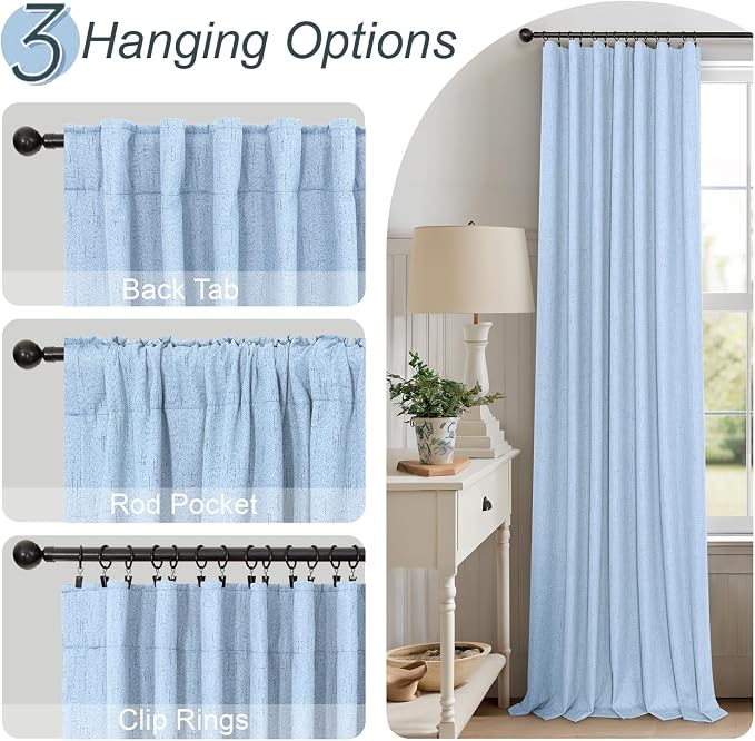 Light Blue Black Out Curtains 96 Inches Long - Image 6