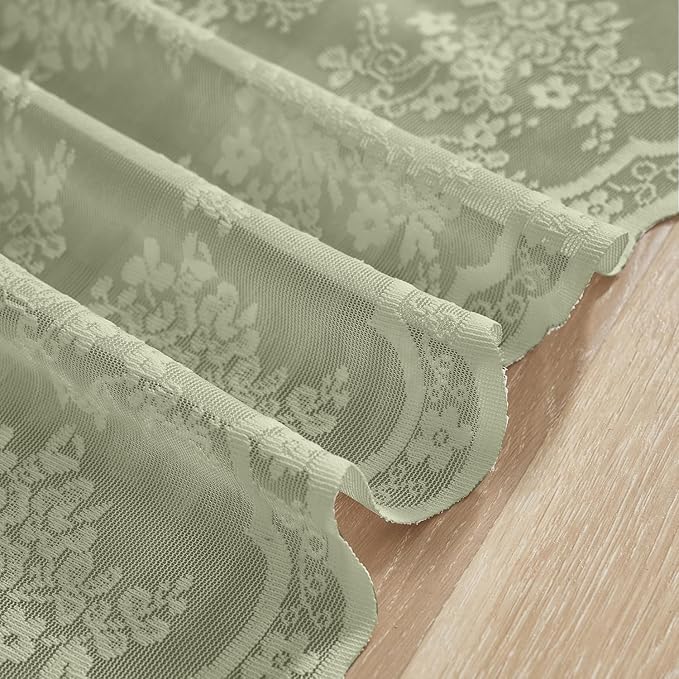 YJ YANJUN Vintage Lace Curtains 36 Inch Length-Victorian Floral Pattern Boho - Image 5