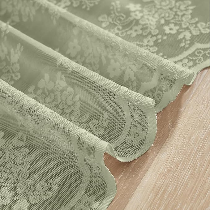 YJ YANJUN Vintage Lace Curtains 30 Inch Length-Victorian Floral Pattern Boho - Image 6