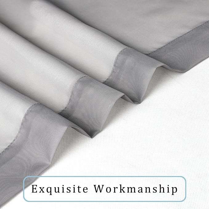 OWENIE Sheer Curtains 90 Inch Length, Elegant Grey Sheer Curtains - Image 7