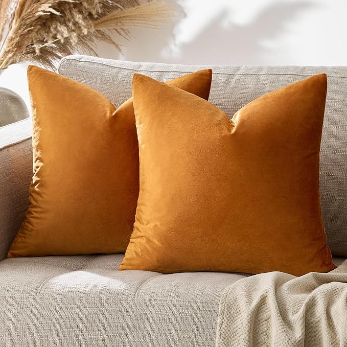 GIGIZAZA Decorative Throw Pillow Covers 26x26, Velvet Sofa Boho Cushion Pillows - Image 5
