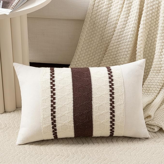 Fancy Homi Set of 1 Boho Brown Long Lumbar Decorative Throw Pillow Cover 14x24 by Fancy+Homi