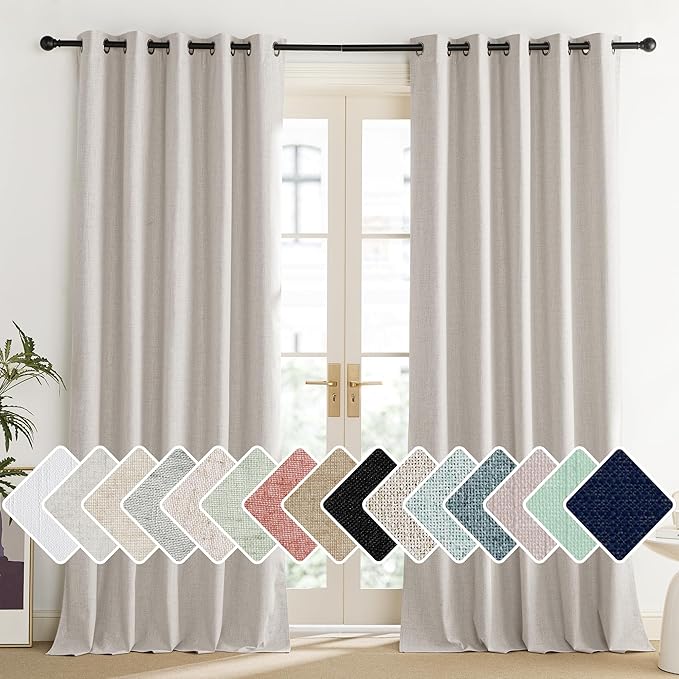 NICETOWN Brich Vintage Open Linen Weave Flax Thermal Curtains, 100% Blackout by NICETOWN