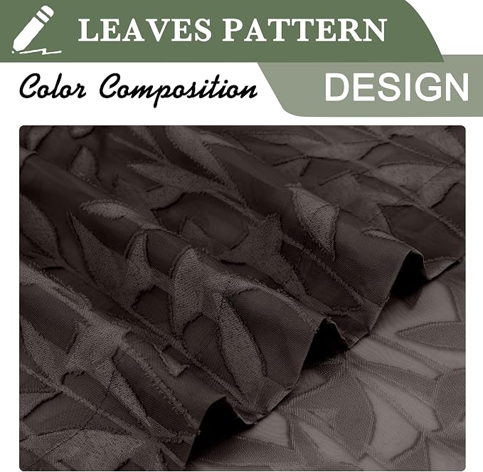 Lecloud Leia Sheer Chocolate Brown Window Curtains - Image 3