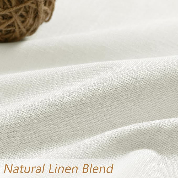 Guken Ivory 100% Blackout Linen Curtains 72 Inch Length 2 Panels Set - Image 3