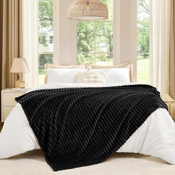 BEDELITE Fleece Throw Blanket for Couch – 3D Ribbed Jacquard Soft and Warm - Image 6