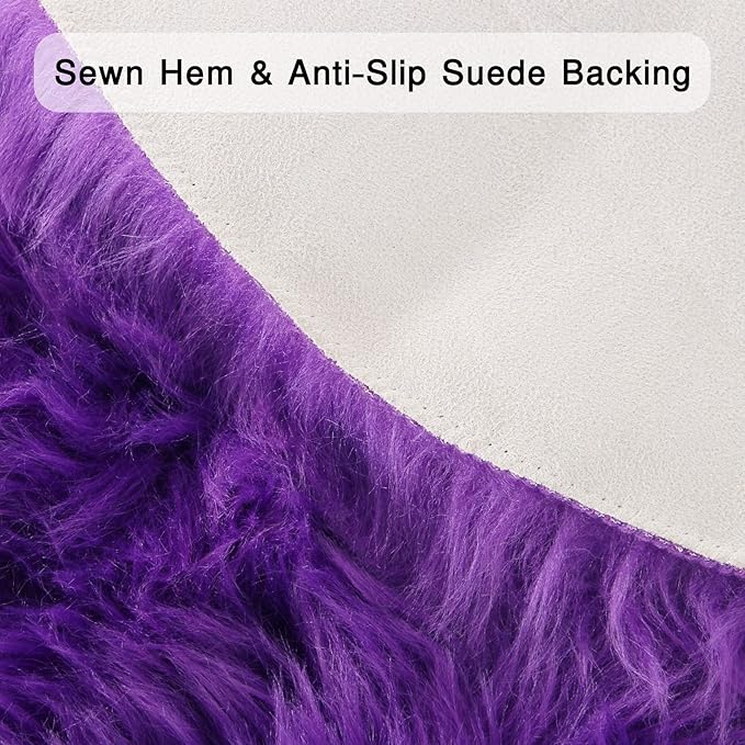duduta Purple Faux Sheepskin Fur Rug 3x5 ft, Fluffy Shag Bedroom Dorm Nursery - Image 2