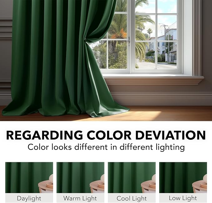 Deconovo Solid Back Tab and Rod Pocket Curtains Thermal Insulated Blackout - Image 6