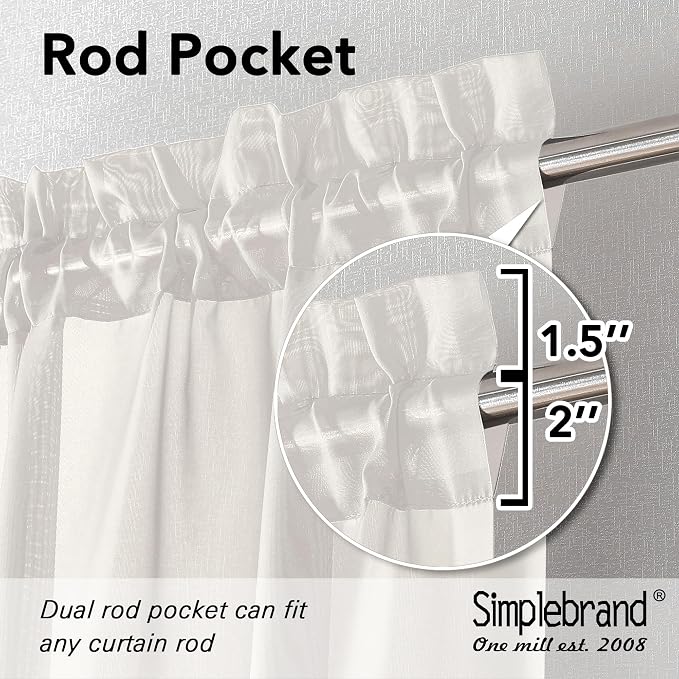Simplebrand Ivory Sheer Kitchen Curtains - Image 2
