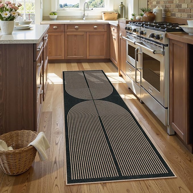 Lahome Enfys Modern Rainbow Hallway Runner Rug, 2x6 Washable Easy Jute Rugs - Image 2