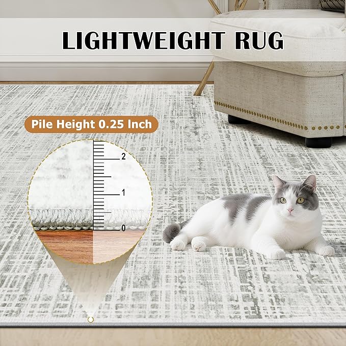 10x14 Area Rugs for Living Room Washable Rug: Anti-Skid Abstract Modern Living - Image 7