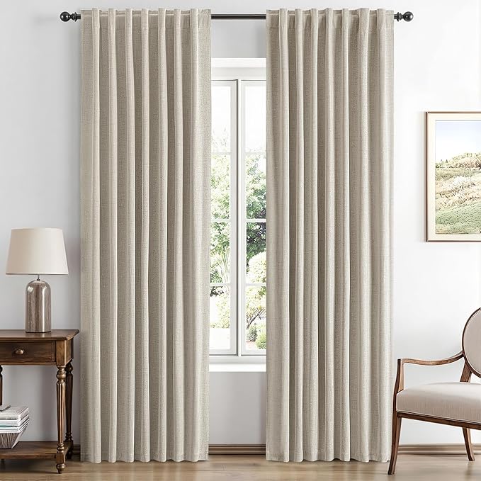 MIULEE 100% Blackout Linen Curtains by MIULEE