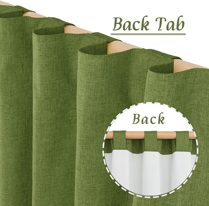 45 Inch Sage Green 100% Blackout Linen Curtains - Image 3