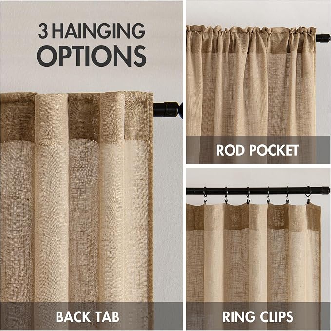 MIULEE Brown Linen Curtains 108 Inches Long - Image 3