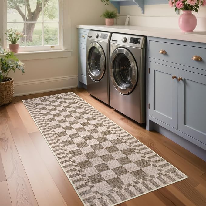 GarveeHome 2x8 Checkered Kitchen Runner Rug - Image 3