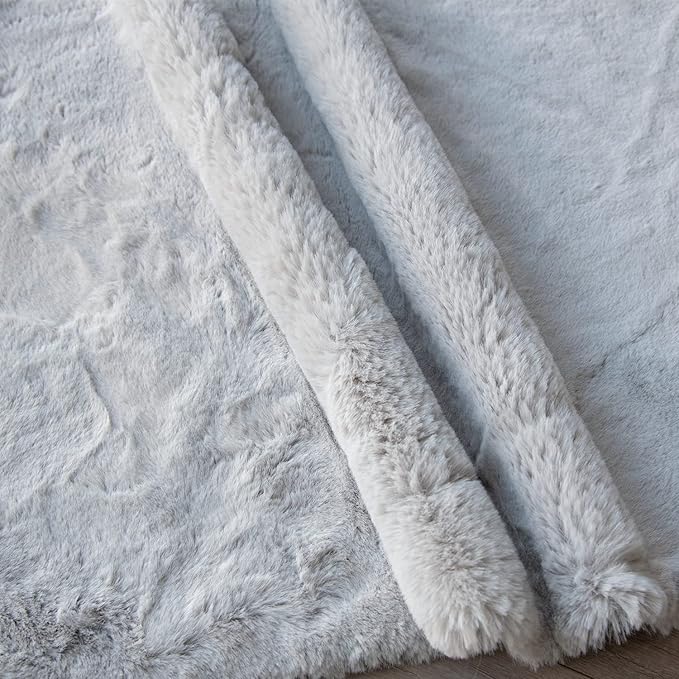 ORINOVA Round Furry Rugs for Living Room Faux Rabbit Fluffy Fur Rug for Bedroom - Image 9