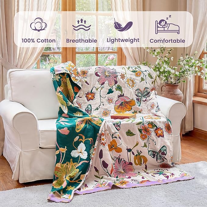 MSGKV Boho Throw Blanket 50"x60" Floral Blanket - Image 2