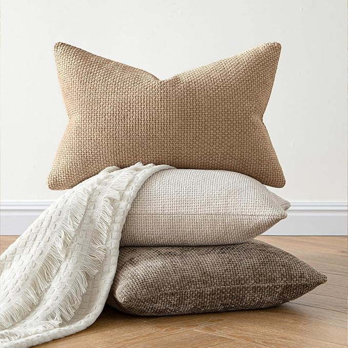 MIULEE Decorative Couch Throw Pillow Covers 20x20 Inch Khaki Camel 2 Pack | - Image 6