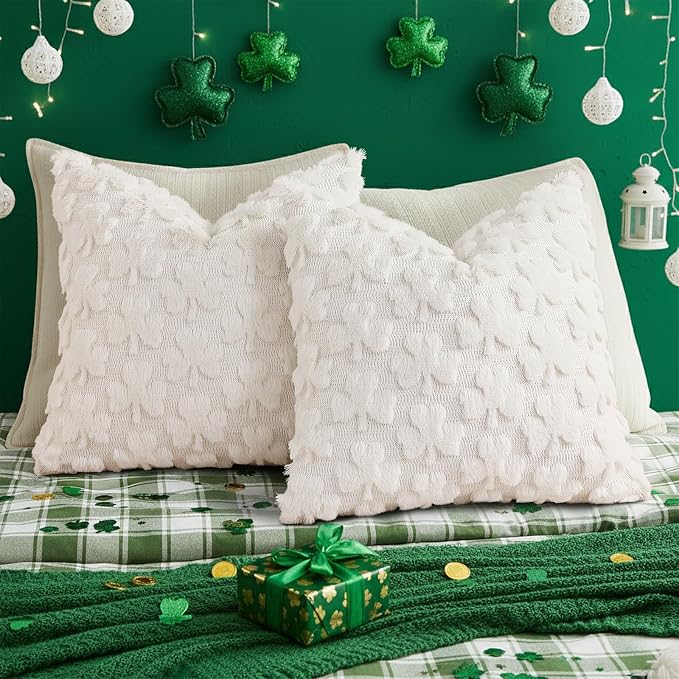 decorUhome St. Patrick’s Day Shamrock Pillow Covers 18x18 Inch Set of 2 - Image 5