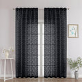 Chyhomenyc Black Sheer Curtains 90 Inch Length 2 Panels Set, Light Filtering by Chyhomenyc