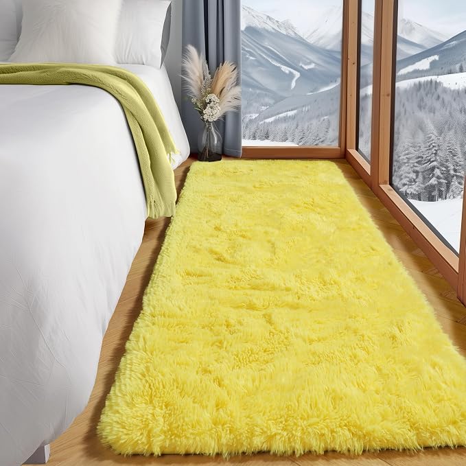 ONASAR Yellow Runner Rugs for Bedroom Living Room, Fluffy 2x6 Bedside Hallway - Image 4