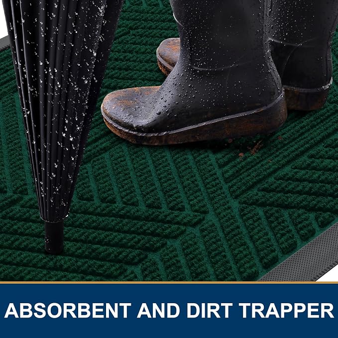Smiry Front Door Mat Outside Entrance, Heavy Duty Sturdy Natural Rubber Doormat - Image 3