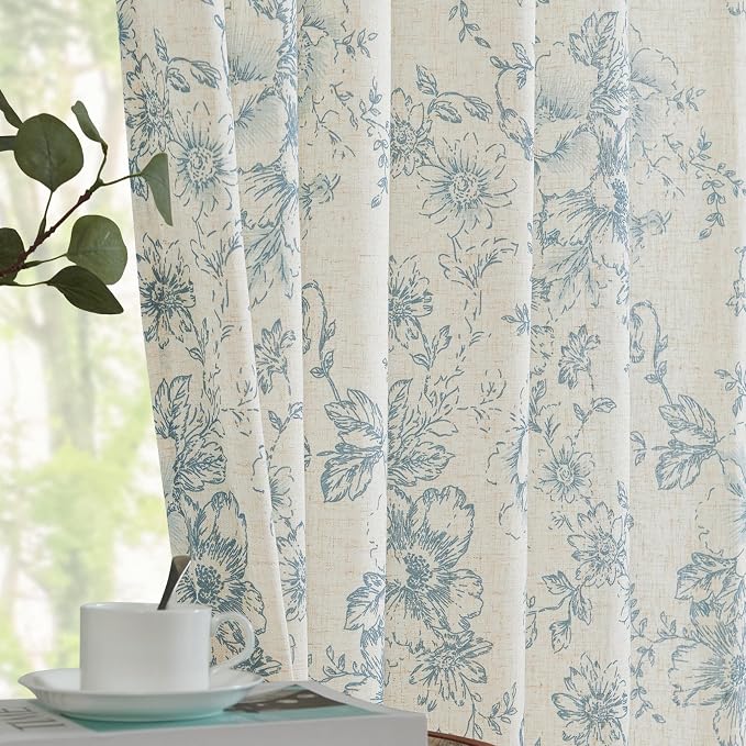 jinchan Linen Floral Curtains 84 Inch Length - Image 4