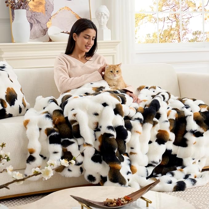 Cozy Bliss Cow Print Faux Fur Throw Blanket - Image 3