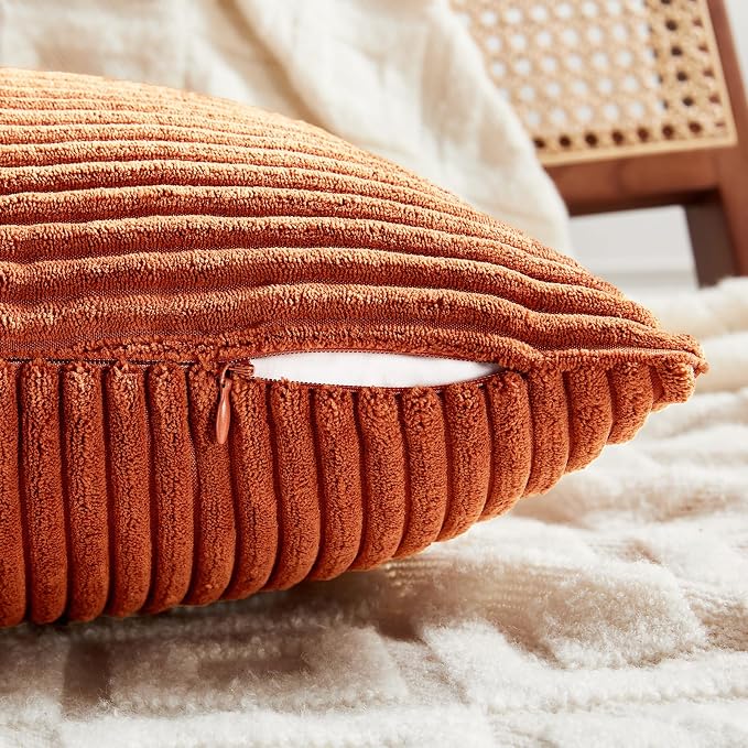Fancy Homi Set of 2 Burnt Orange Decorative Throw Pillow Covers 26x26 Inch - Image 4