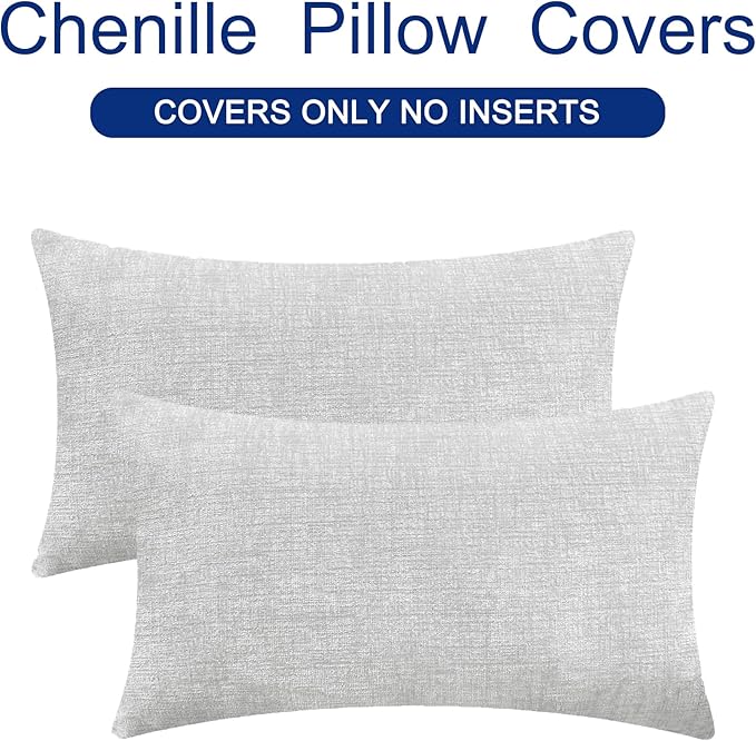 CaliTime Throw Pillow Covers Decorative 12 X 20 Inches Pack of 2 Cozy Chenille - Image 6